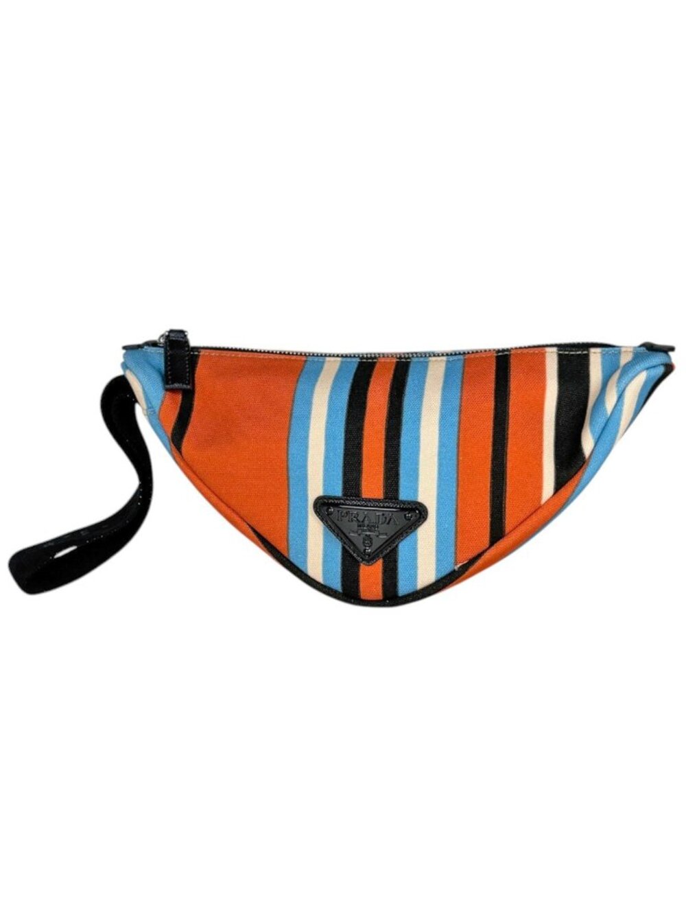 Prada Pouch Triangle Canvas Orange Multicolor